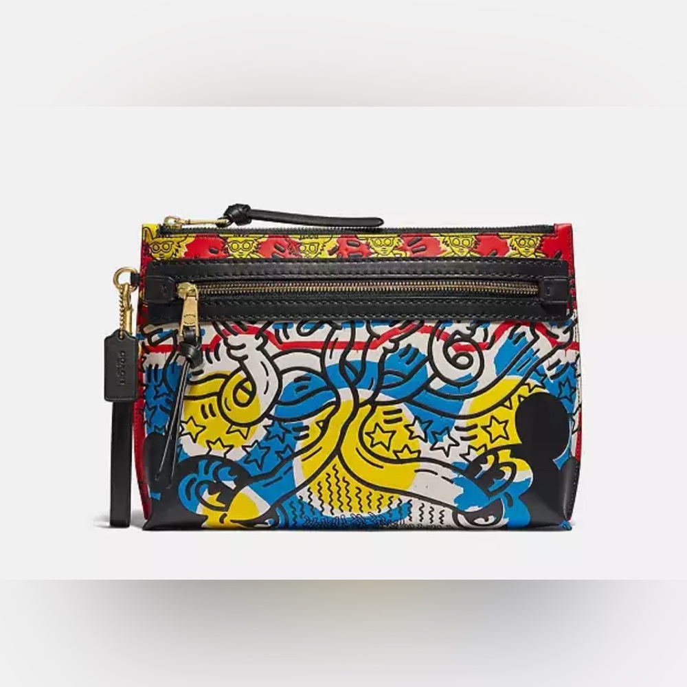Coach Limited Edition Keith Haring & Disney/ Mickey Leather Academy Pouch (NWT)